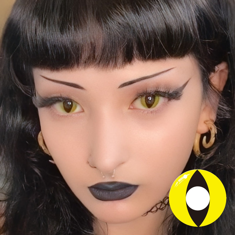 EyeMoody COS Lentillas de Contacto de Color Amarillo Ojos de Gato | 0.00, 6 Meses (2 lentillas)