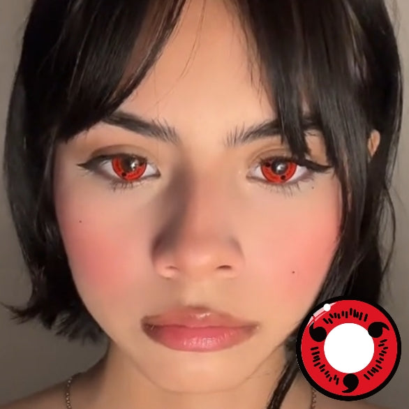 EyeMoody Anime COS Tripe Lentillas de Contacto de Color Rojo | 0.00, 6 Meses (2 lentillas)