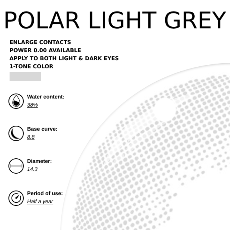 Elli x Eyemoody Polar Light Grey | 6 Months, 2 pcs