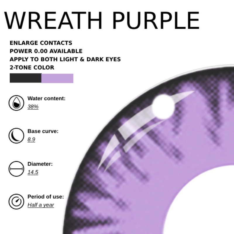 EyeMoody Kranz lila farbige Kontaktlinsen | 0,00, 6 Monate (2 Linsen)