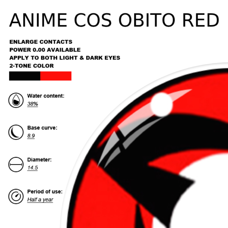 Anime COS Obito Red | 6 Months, 2 pcs