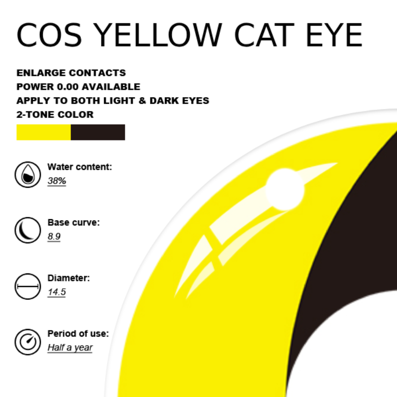Eyemoody COS Yellow Cat Eye | 6 Months, 2 pcs