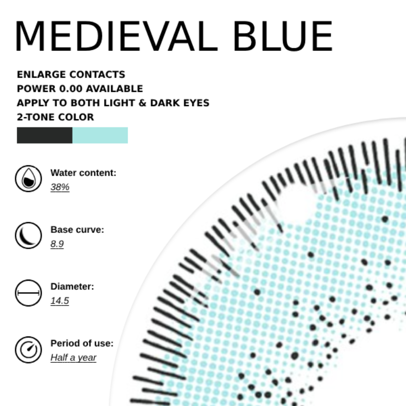 Eyemoody Medieval Blue | 6 Months, 2 pcs
