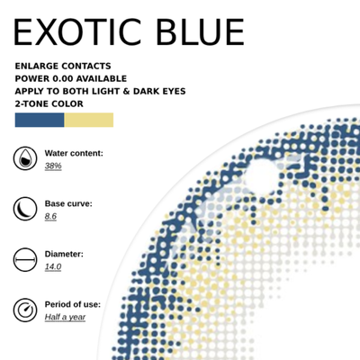 EyeMoody exotische blaue Kontaktlinsen | 0,00, 6 Monate (2 Linsen)