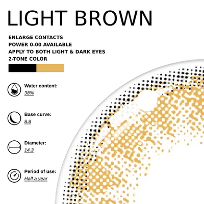 EyeMoody hellbraune Kontaktlinsen | 0,00, 6 Monate (2 Linsen)