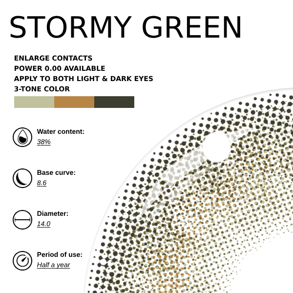 Eyemoody Stormy Green | 6 Months, 2 pcs