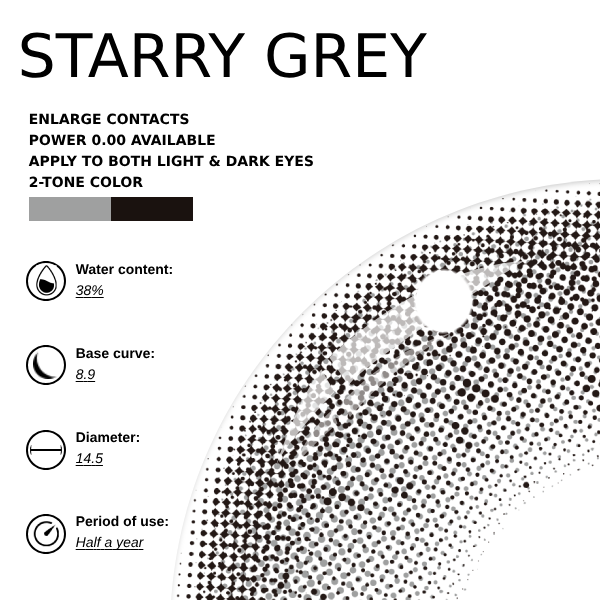 [NEW] Eyemoody Starry Grey | 6 Months, 2 pcs