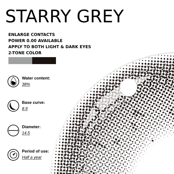 Eyemoody Starry Grey | 6 Months, 2 pcs