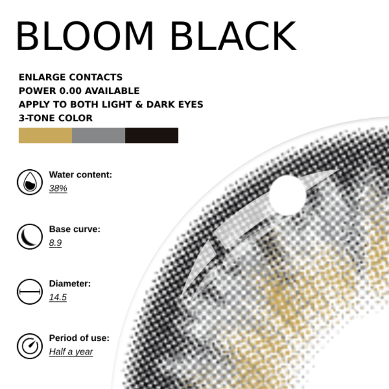 [NEW] Vanessa x Eyemoody Bloom Black | 6 Months, 2 pcs