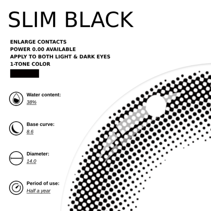 [NEW] Eyemoody Slim Black | 6 Months, 2 pcs