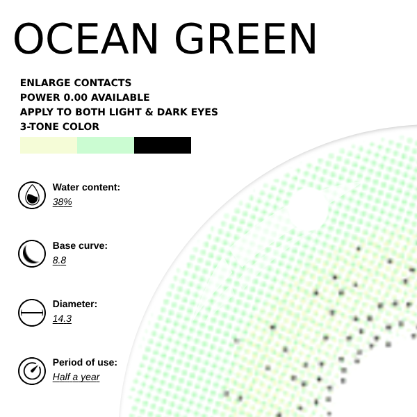 [NEW] Eyemoody Ocean Green | 6 Months, 2 pcs
