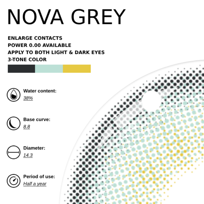 [NEW] Eyemoody Nova Grey | 6 Months, 2 pcs