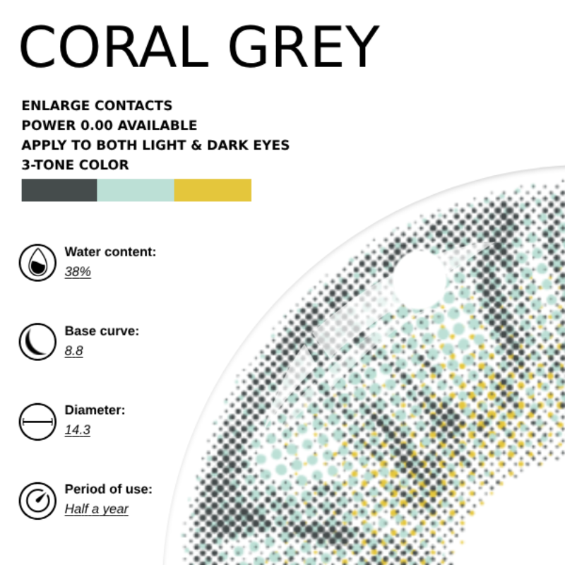 [NEW] Eyemoody Coral Grey | 6 Months, 2 pcs