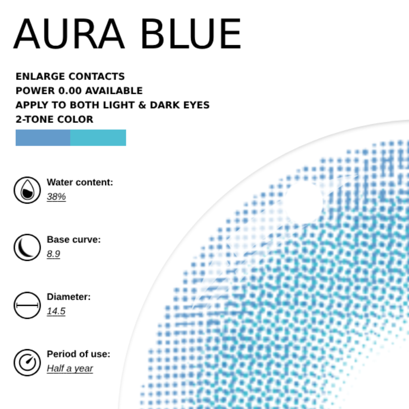 [NEW] Eyemoody Aura Blue | 6 Months, 2 pcs