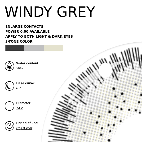 [NEW] Eyemoody Windy Grey | 6 Months, 2 pcs