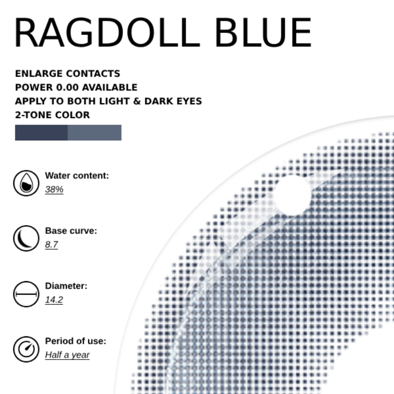 [NEW] Mori x Eyemoody Ragdoll Blue | 6 Months, 2 pcs