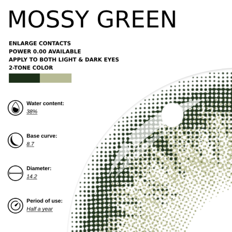 [NEW] Eyemoody Mossy Green | 6 Months, 2 pcs