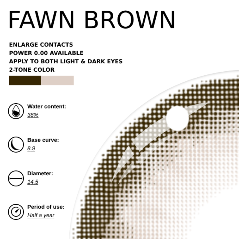 [NEW] Eyemoody Fawn Brown | 6 Months, 2 pcs