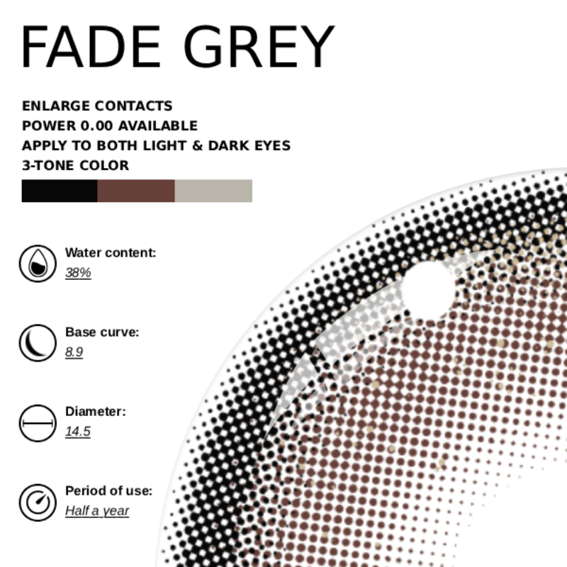 [NEW] Eyemoody Fade Grey | 6 Months, 2 pcs