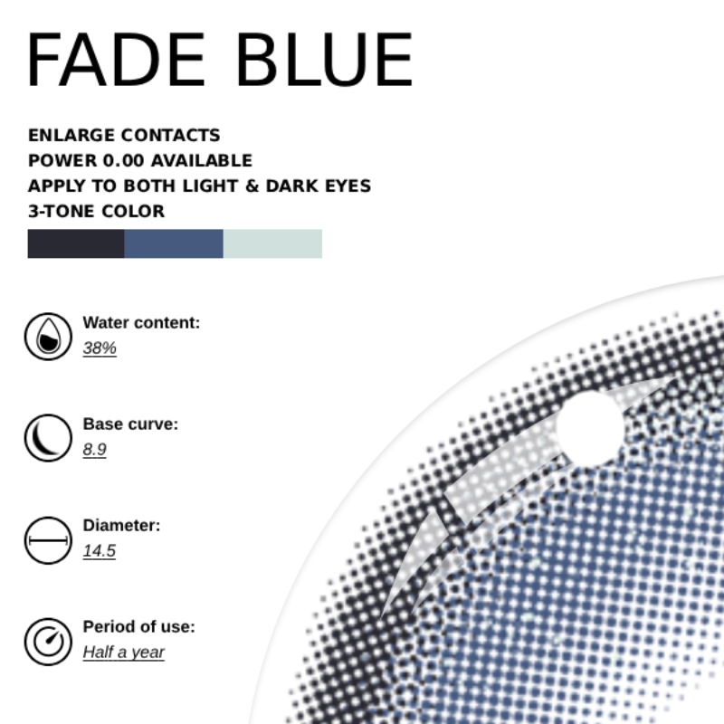 [NEW] Eyemoody Fade Blue | 6 Months, 2 pcs