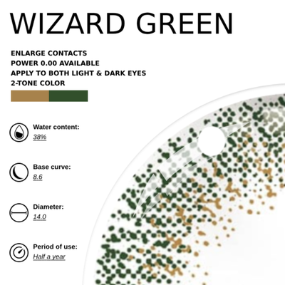 Eyemiol Wizard Lentillas de Contacto de Color Verde | 0.00, 6 Meses (2 lentillas)