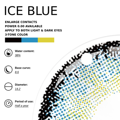 Eyemiol Lentillas de Contacto de Color Azul Hielo | 0.00, 6 Meses (2 lentillas)