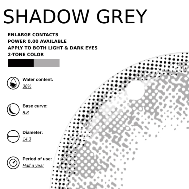 Eyemoody Shadow Grey | 6 Months, 2 pcs