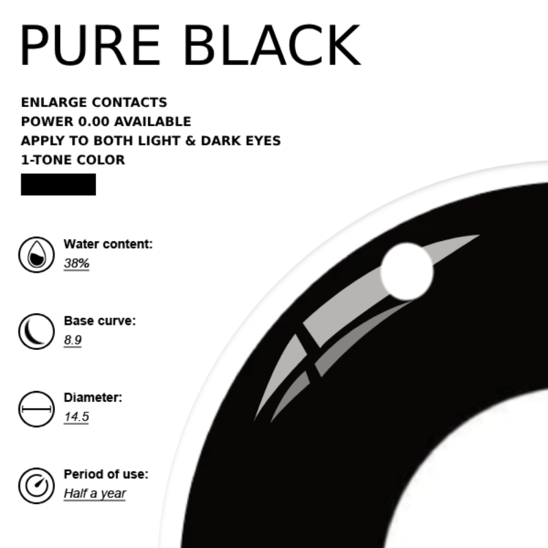 [Pre-order] Finley x Eyemoody Pure Black | 6 Months, 2 pcs