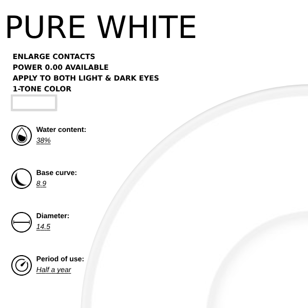 Eyemoody Pure White | 6 Months, 2 pcs