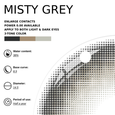 [NEW] Princesa x Eyemoody Misty Grey | 6 Months, 2 pcs