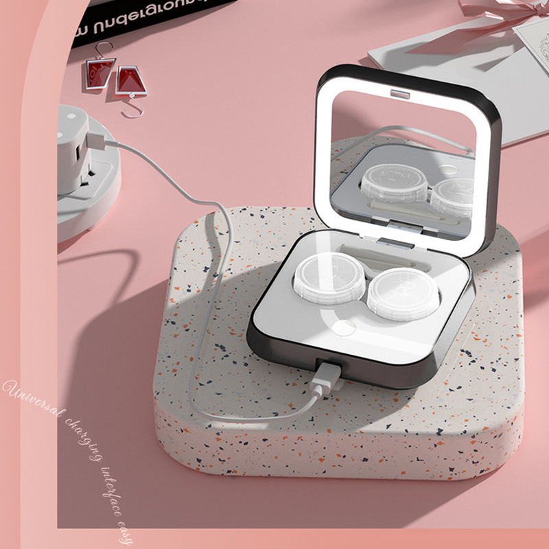 Contact Lens Auto-washer with Built-in Makeup Mirror