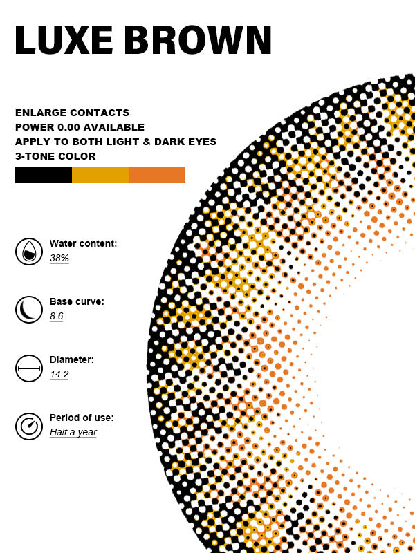 EyeMoody Luxe Braun Farbige Kontaktlinsen | 0,00, 6 Monate (2 Linsen)