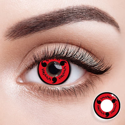 EyeMoody Anime COS Tripe Rote Farbige Kontaktlinsen | 0,00, 6 Monate (2 Linsen)