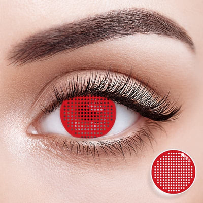 EyeMoody futuristische rote Kontaktlinsen | 0,00, 6 Monate (2 Linsen)