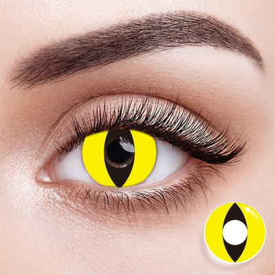 EyeMoody COS Katzenauge Farbige Kontaktlinsen Ohne Stärke Gelb | 0,00, 6 Monate (2 Linsen)