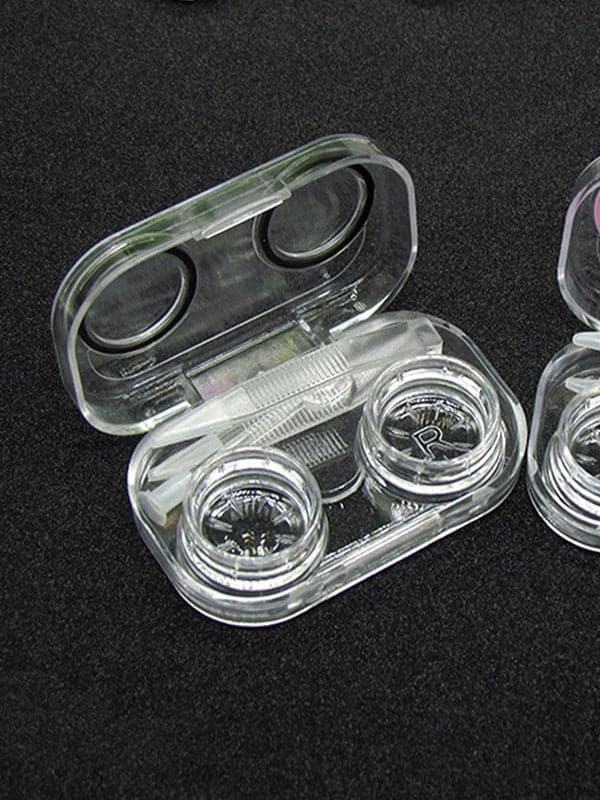 Estuche transparente para lentes de contacto con anillo de junta