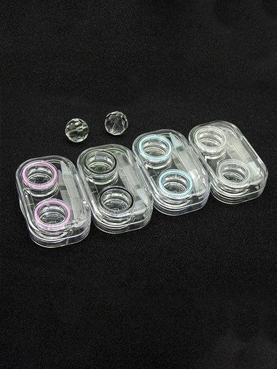 Estuche transparente para lentes de contacto con anillo de junta