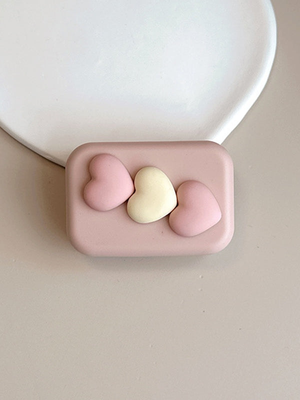 Heart Pattern Contact Lens Case with Mirror