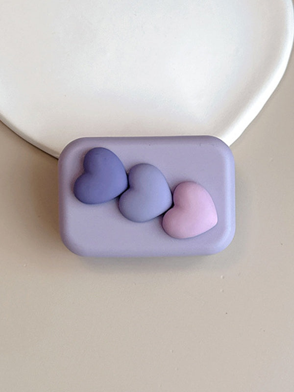 Heart Pattern Contact Lens Case with Mirror