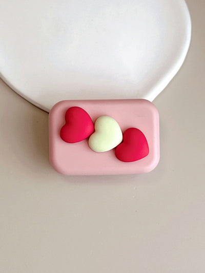 Heart Pattern Lens Case with Mirror